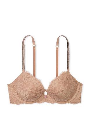 Тілесний бюстгальтер пуш-ап з мереживом та стразами victoria’s secret