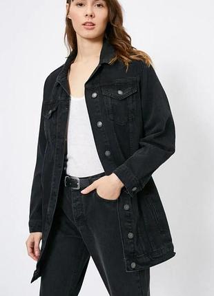 Жіноча довга джинсова куртка джинсовий жакет на р.46-48/uk10/eur 38
