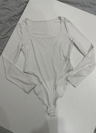 Боді білий квадратний виріз shein 2