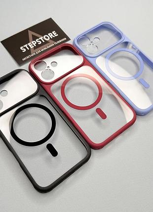 Чехол для iphone 16 из magsafe прозрачный силиконовый цветной ободок противоударная full защита