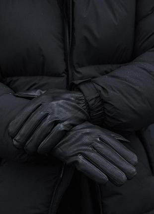Чоловічі перчатки з натуральної шкіри та хутром кролика without montana black l