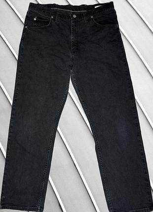Чоловічі джинси wrangler w36 l30 чорні прямі класичні штани великого розміру базові брендові джинси денім насиченого чорного кольору прямого крою