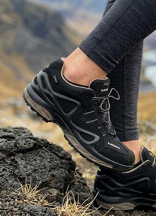 Непромокаемые треккинговые термокроссовки lowa gorgon#x black/anthracite.