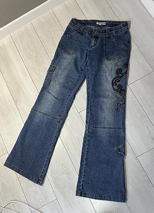 Вінтажні джинси bootcut/кльош з вишивкою my industry р. m
