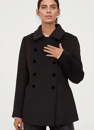 Пальто жіноче h&m двобортне коротке чорне