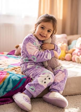 Дитяча тепла піжама з махри для дівчинки 2