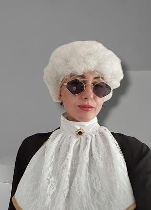 Біла кучерява коротка перука, ангел перука , суддя перука