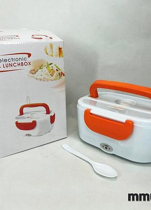 Ланч бокс електричний із підігрівом lunch heater 220v pro, контейнер для їжі з відсіками orange
