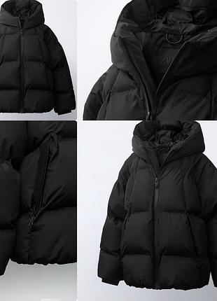 Куртка для хлопчика zara стьобана чорна з капюшоном