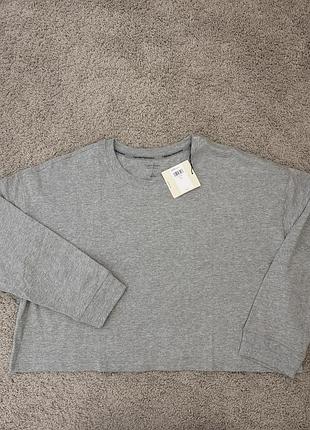 Жіночий укорочений лонгслив  топ calvin klein performance свободного кроя (relaxed fit) с круглым вырезом и длинными рукавами l 46-48 usa