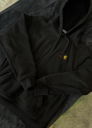 Худі carhartt чорне з капюшоном та кишенею