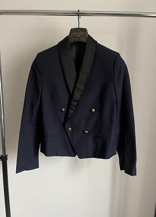 Tommy hilfiger блейзер піджак темно-синій жіночий з оксамитовим коміром та золотистими ґудзиками made in italy  s