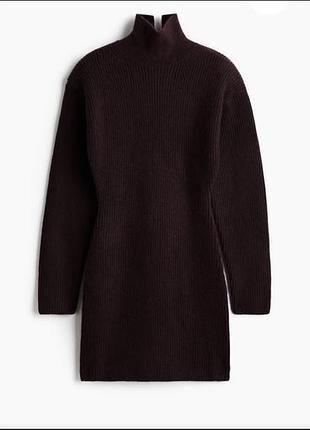 Вʼязана сукня h&m бордова у рубчик з плечиками розмір s