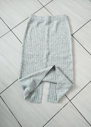 Теплая серая макси юбка
