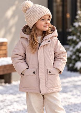 Зимова рожева куртка для дівчинки petit bateau, 4 роки / 104 см тедді