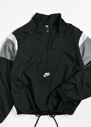 Женская укороченная ветровка-анорак с пламолниями и логотипом nike (swoosh) по центру - nike sportswear heritage woven anorak.