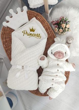 Комплект в'язаний з написом princess