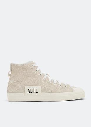Кеды женские adidas x alife nizza hi кожаные замшевые высокие бежевые нюдовые серые 38-39 размер