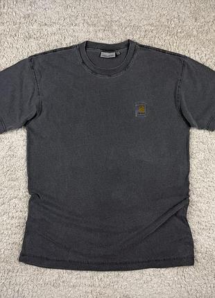 Стильна чоловіча оверсайз сіра футболка carhartt варена котонова повсякденна футболка