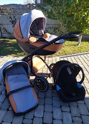 Універсальна коляска 3 в 1 anex sport q1 sp14 руда екошкіра