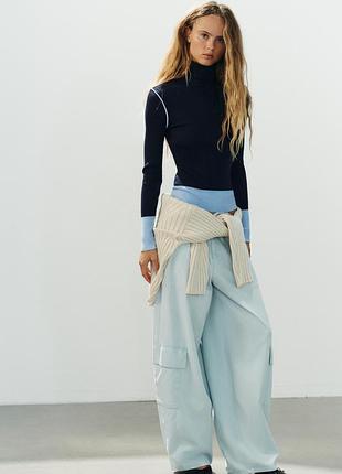 Светр жіночий в рубчик синій zara new