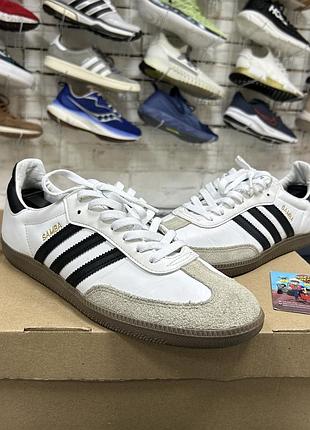 Чоловічі кросівки adidas samba og шкіряні чорно-білі оригінал класичні на осінь весну трендові кеди повсякденні бу 43.5-44 р натуральна шкіра стильні
