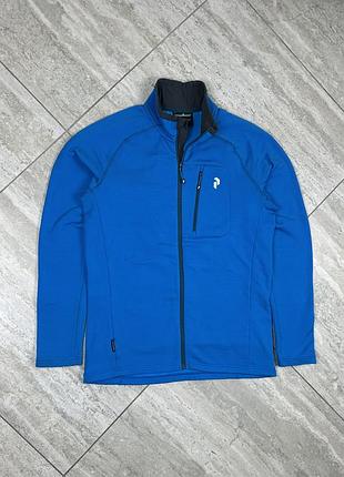 Peak performance jacket mens blue fleece full zip pockets size m кофта куртка фліс