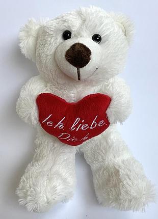 Плюшевый мишка с сердцем «ich liebe dich» белый медвежонок медведь я люблю тебя мягкая игрушка подарок на день влюбленных