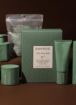 Davroe christmas curlicue quad pack(curlicue shampoo, curlicue conditioner , curlicue gel , curlicue balm, hair wrap — рушник/аксесуар для волосся)