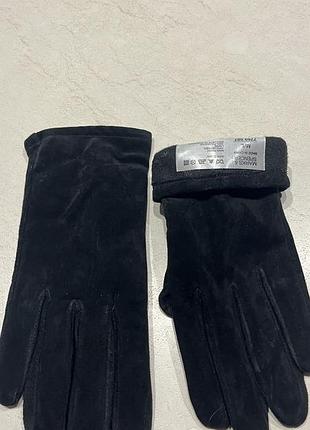 Перчатки жіночі marks & spencer замшеві чорні m/l