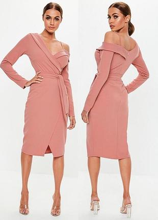 Розпродаж сукня missguided міді з відкритим плечем