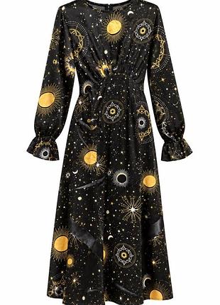 Чорна сукня максі boohoo з астрологічним принтом 🌙✨