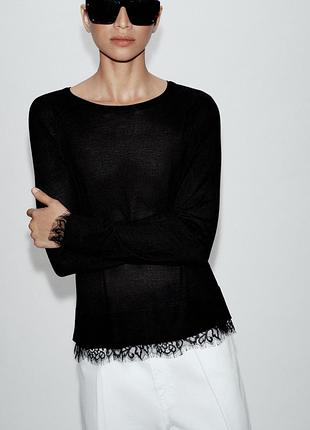 Светр жіночий чорний мереживний zara new