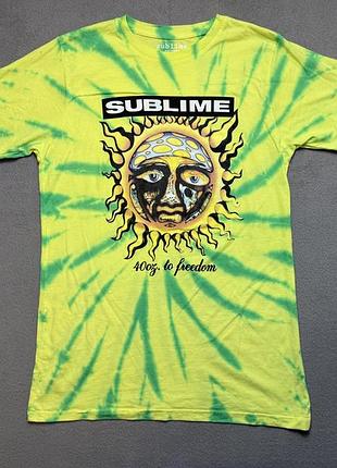 Sublime футболка тай-дай официальный мерч 40oz. to freedom солнце желто-зеленая m мужская рок группы ска панк реггиги принт альбома унисекс лето tie-d
