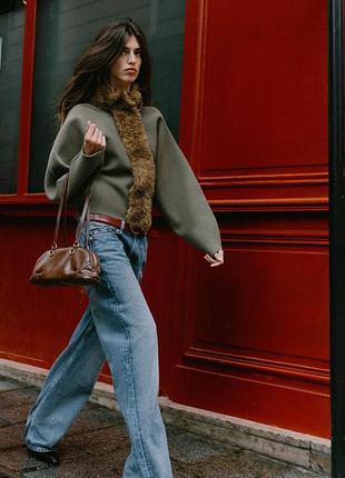 Куртка жіноча хакі з хутром zara new