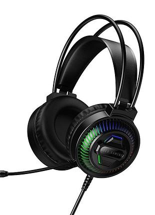 Игровые проводные наушники hoco w118 extreme с микрофоном и rgb-подсветкой для пк и ноутбука usb+3.5mm черные