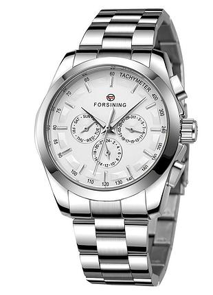 Мужские механические часы forsining 6917 silver-white с автоподзаводом и календарем
