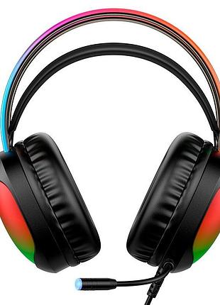 Игровые проводные наушники hoco w119 виртуальный звук 7.1 с микрофоном и rgb-подсветкой для пк и ноутбука usb черные