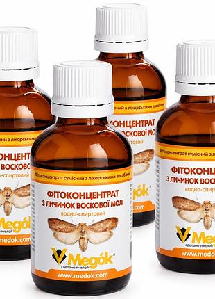 Фитоконцентрат из личинок восковой моли (настойка восковой моли), медок, 4 флакона по 50 мл, на курс 1 месяц.