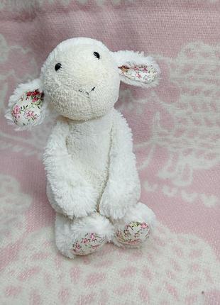 М'яка іграшка jellycat овечка біла з квітковим принтом