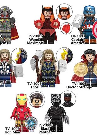Конструктор набір фігурки чоловічки месники 8 шт, супергерої marvel, dc art4646