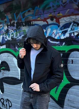 Ветровka stone island nylon metal демисезон черного цвета s-xxl