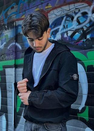 Демисезонная ветровка stone island nylon metal s-xxl черная