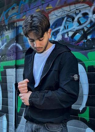 Демисезонная куртка-ветровка stone island nylon metal черная s-xxl