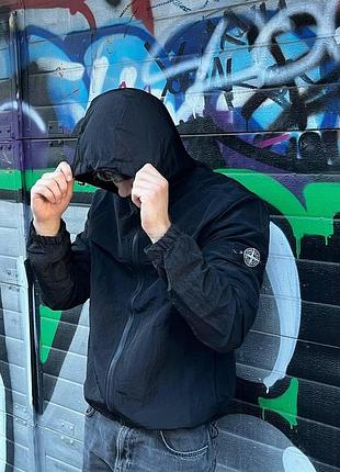 Черная деми ветровка stone island nylon metal размеры s-xxl