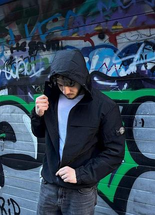 Ветровка мужская stone island nylon metal черная демисезон s-xxl