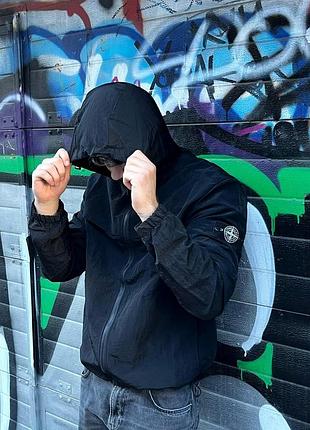 Черная куртка stone island nylon metal демисезонная s-xxl ветровка