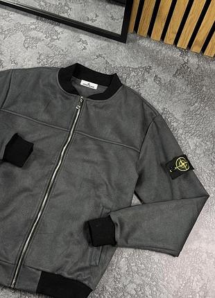 Демисезонный бомбер stone island графитового цвета s-xxl