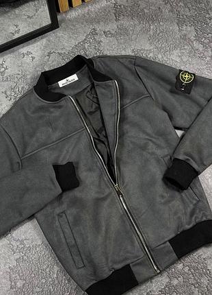 Бомбер stone island s-xxl графит демисезон
