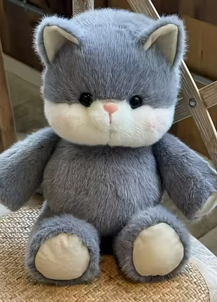 Мягкая детская игрушка бегущий кот котик который бегает тренд тик-тока 40 см серый